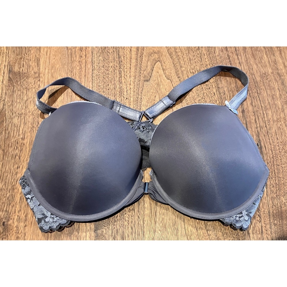 Adore Me Gray Lace Racerback Front Closure Push Up Bra 38DD BR-07965-PLU